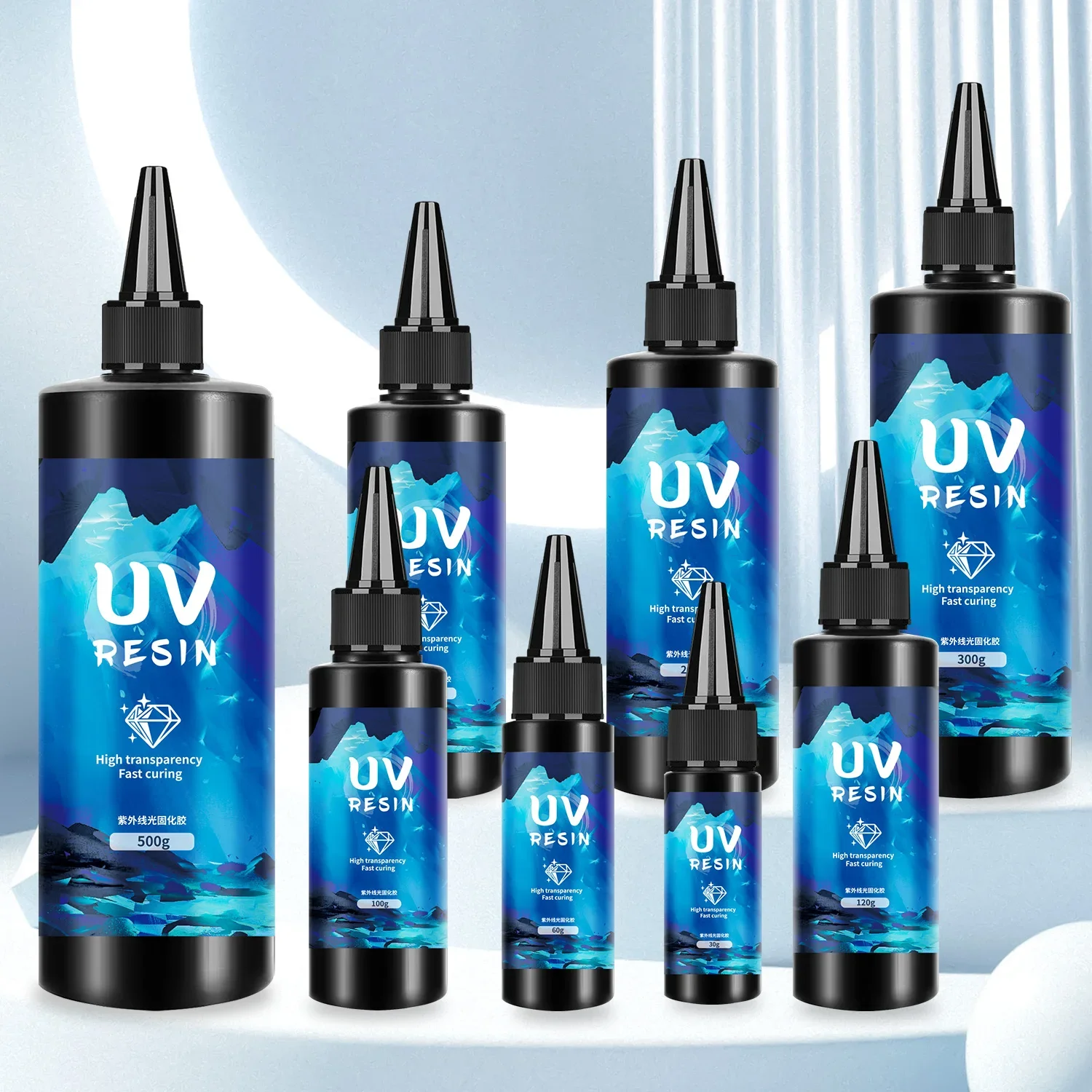 Rare Uv Resin Glue High Clear Hardness Epoxy Resin UV Glue For Jewelry Making Transparency Quickly Drying Uv Glue 30-1000g