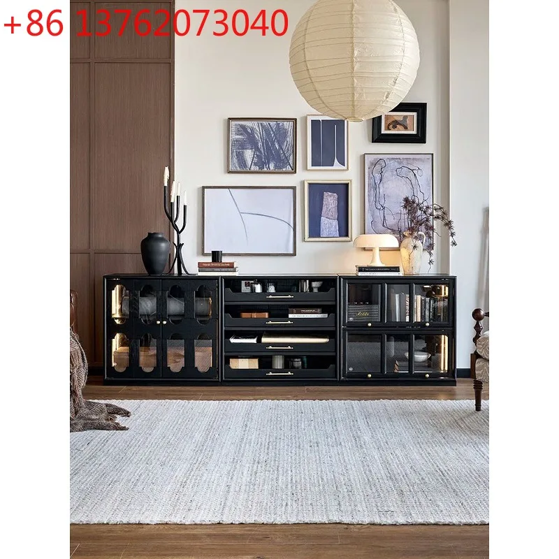 

Комбинированный шкаф от пола до потолка в стиле ретро, классический книжный шкаф из массива дерева, витрина для гостиной