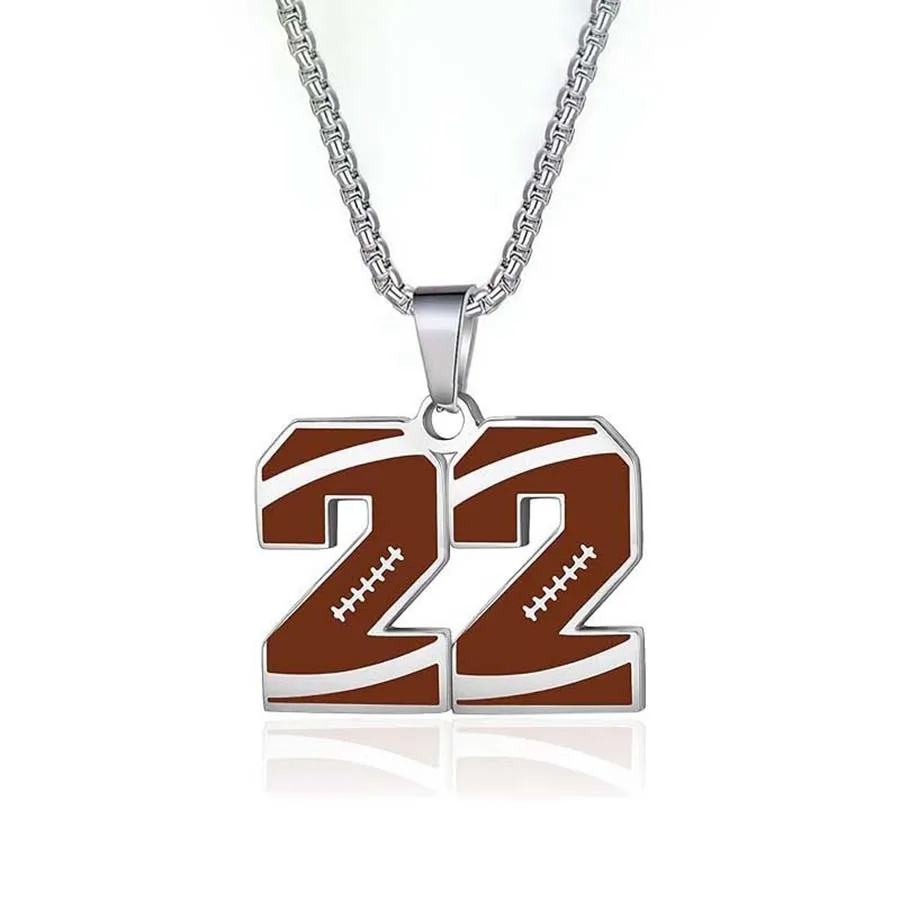 0-29 304L Stainless Steel America Soccer Number Necklace Men Women Football Rugby Necklace for Men Jewelry Rugby Accessories