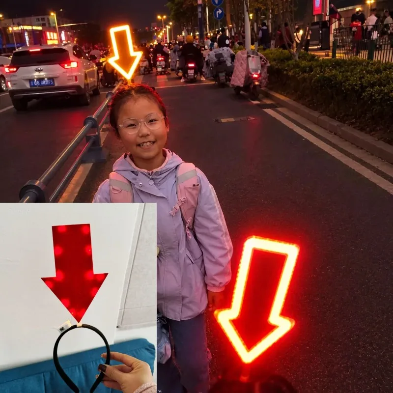 led点滅式アローヘッドバンド、発光するシンボルヘアフープ、夜間の学校での集まりやパーティーでの写真撮影に最適な、紛失防止機能付きの光るヘッドピース。