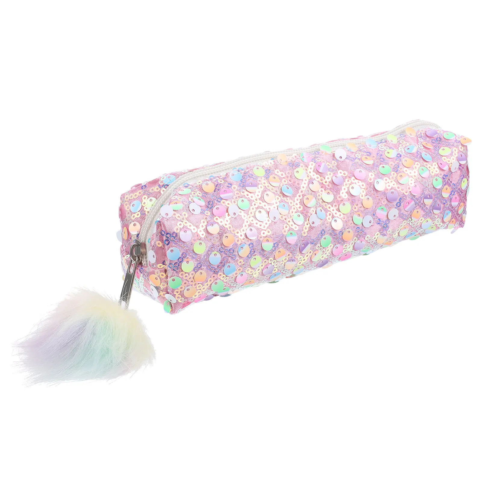 

Pink Glitter Pencil Case Student Pencil Organizer Lightweight Portable Pen Pouch Zipper Stationery Bag for School Makeup Pen
