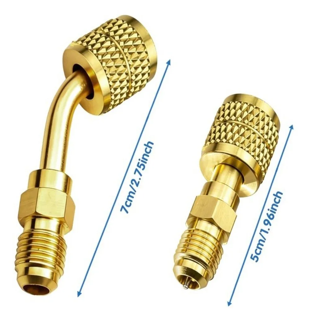 1/4 SAE Brass Tee Adapter Quick Connect High Reliability Port Adapter Three-Way Easy Operatio Tube Fitting for R22 R12 R134