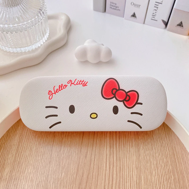 Sanrio Hello Kitty Cinnamoroll Kuromi melodia etui na okulary Kawaii uroczy kreatywny przenośny pojemnik na okulary dla osób z krótkowzrocznością prezenty dla dziewczynek