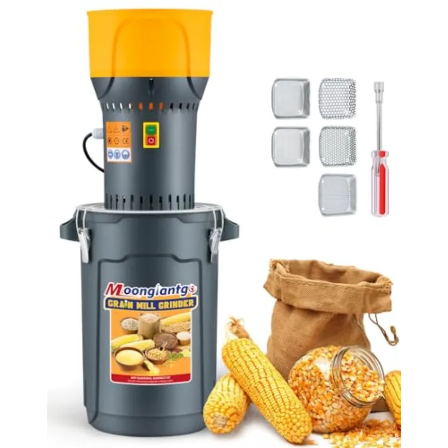 

Grain Mill Grinder Electric Corn Grinder 1300W Feed Mill Dry Cereals Grinder Detachable 6.6 Gal Bucket and Hopper with 5 Sieves
