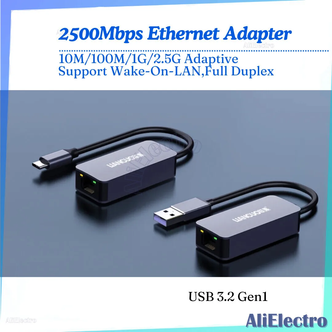 

2500Mbps Ethernet Adapter USB 3.0 Type-C To RJ45 2.5G USB 3.0 Wired Adapter Converter LAN Network Hub for Windows/MAC