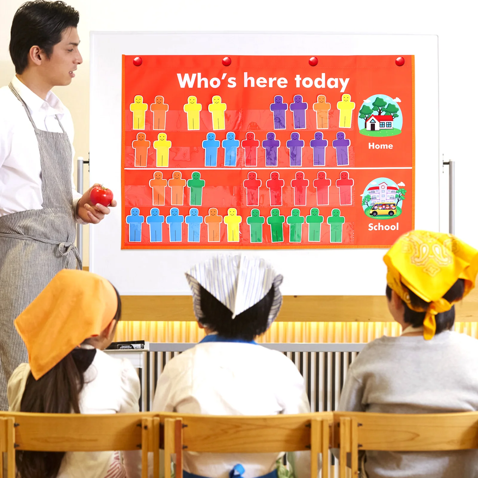 

Attendance Bag for Classroom Management Pocket Chart Preschool Students Teachers Polyester Fabric Lightweight Portable