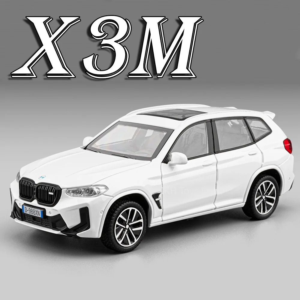 

1:32 X3M M4 Car Toy Miniature Models Alloy Diecast Sound Light Doors Opened Pull Back Ornament Vehicles for Boys Birthday Gifts