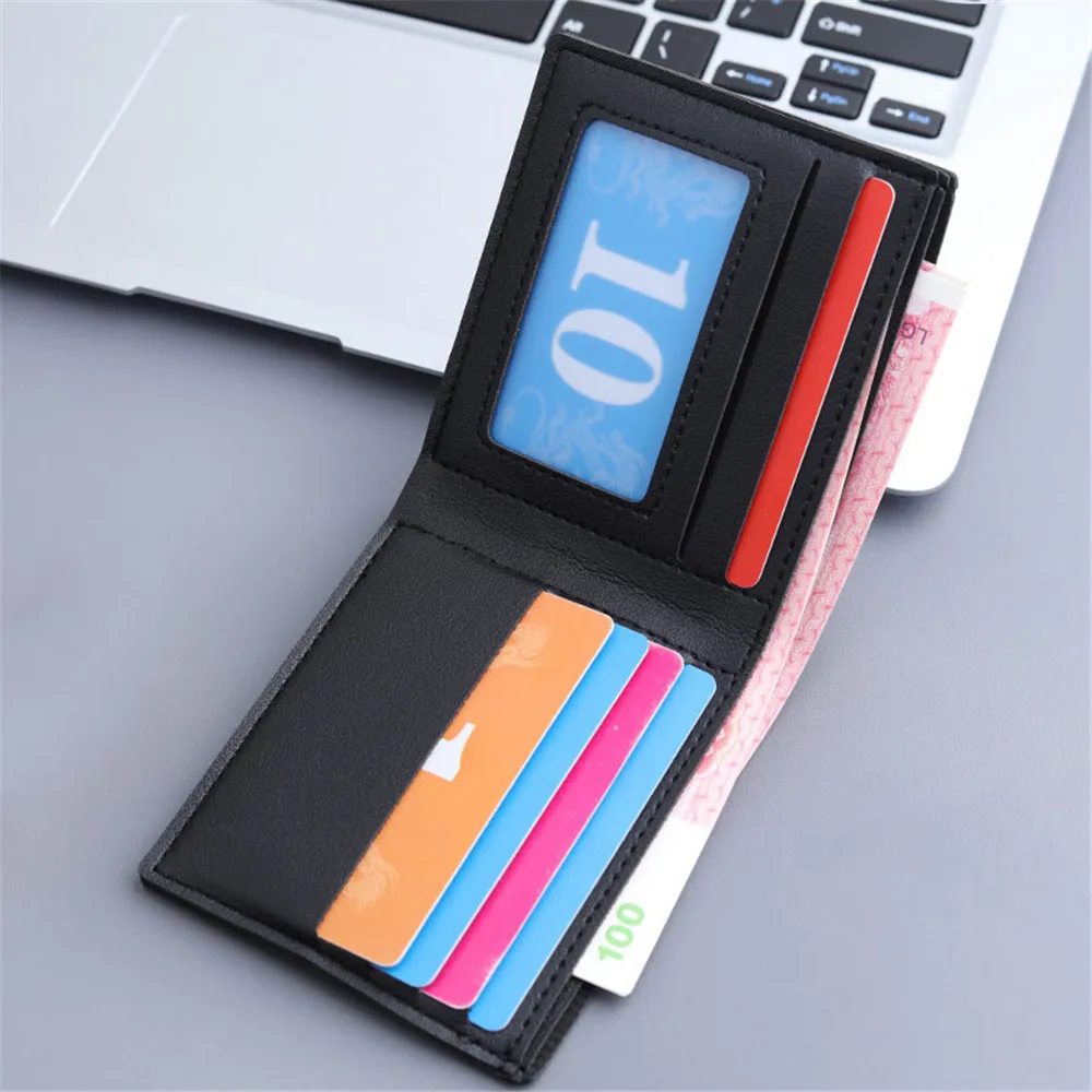 Vintage Slim Short Wallet for Men, Classic Large Capacity Small Money Purse with ID Window, Lightweight Zero Coin Card Holder