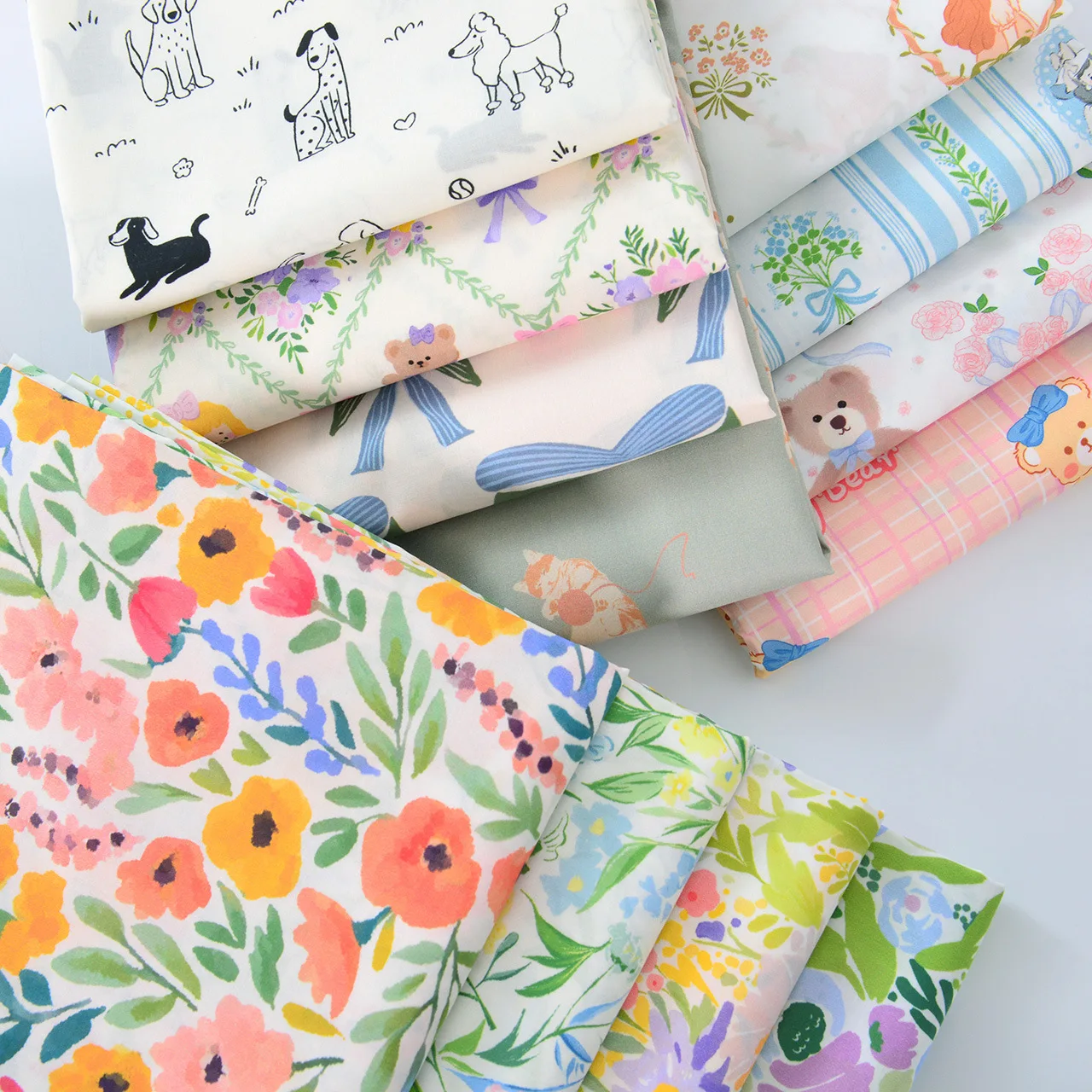 

Pure Cotton Fabric Country Style Floral Print DIY Children's Wear Cloth Make Bedding Quilt Fabric