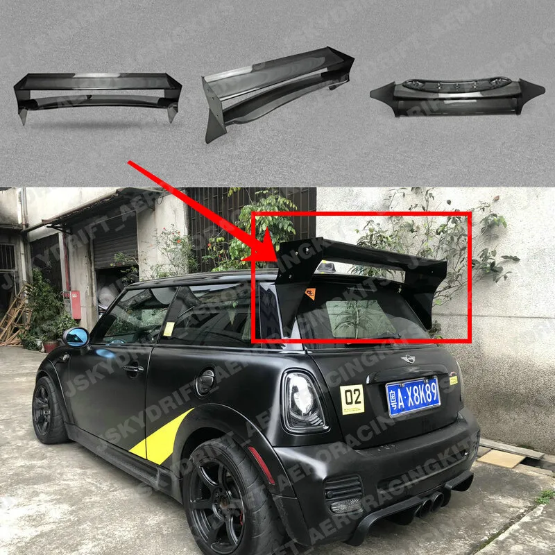 

For Mini Cooper S R56 Rear Roof Spoiler Wing Lip Aluminmum End Cap Carbon Fiber