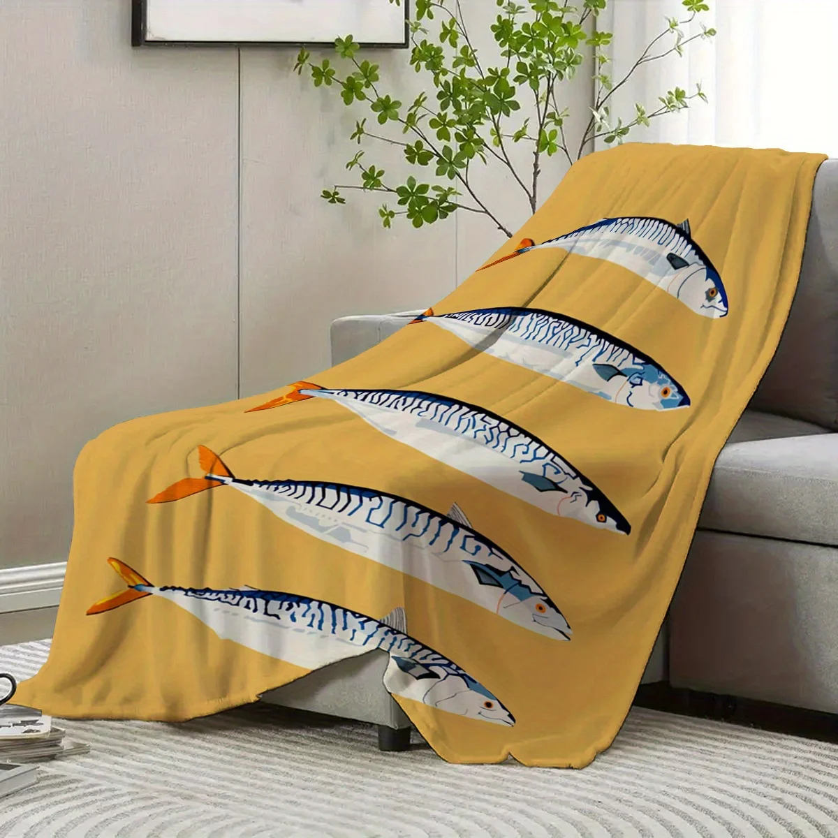 Flannel Blanket - Minimalist Pop Art Design, Soft Warm for Sofa, Travel, Camping, Office - Perfect Gift for Men, Women & Seniors