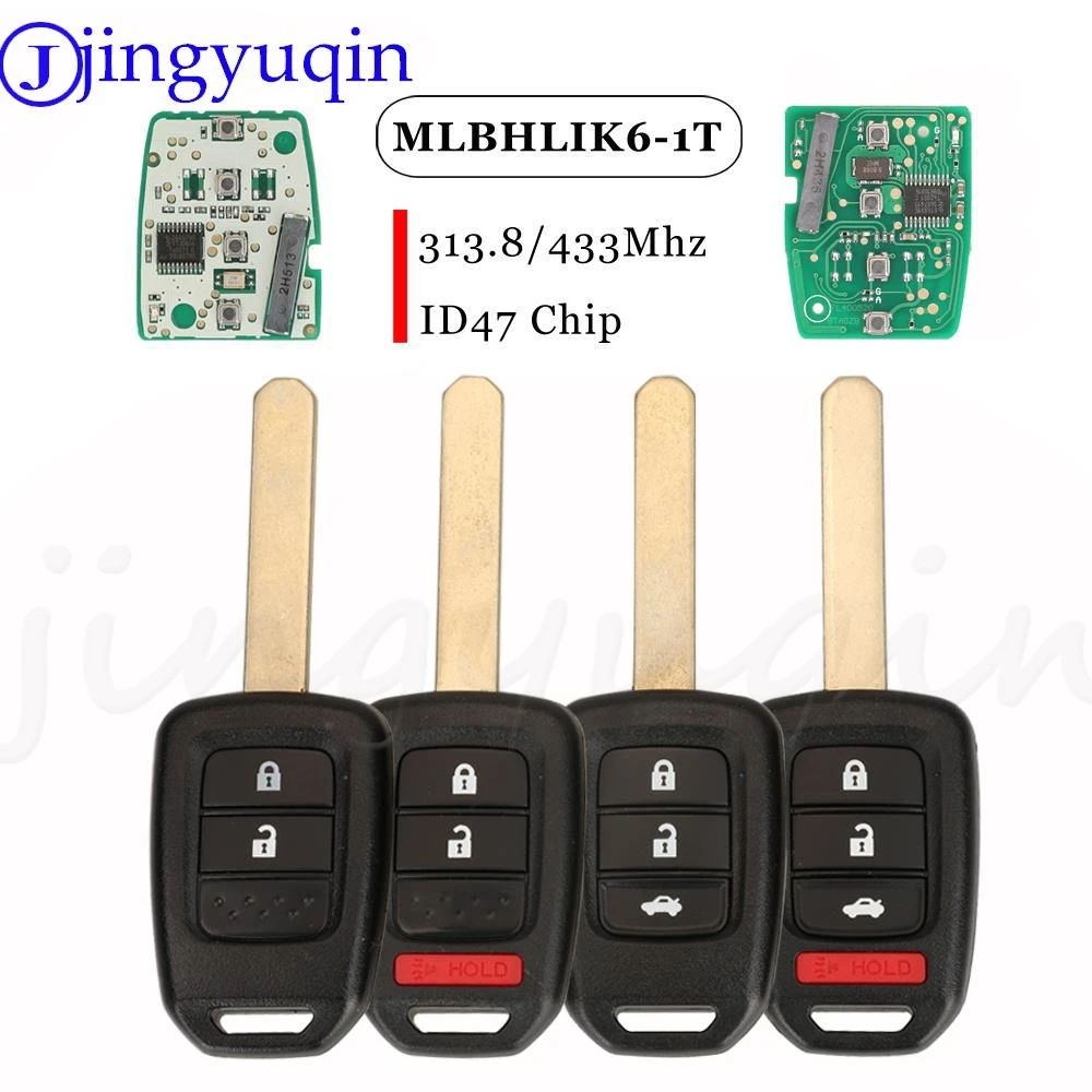 

Jingyuqin 2/3/4 BTN Car Key Fob PCF7961 Chip Remote Key Fob For Honda 2013-2015 CRV 2013-2017 Accord Civic Fit MLBHLIK6-1TA ID47