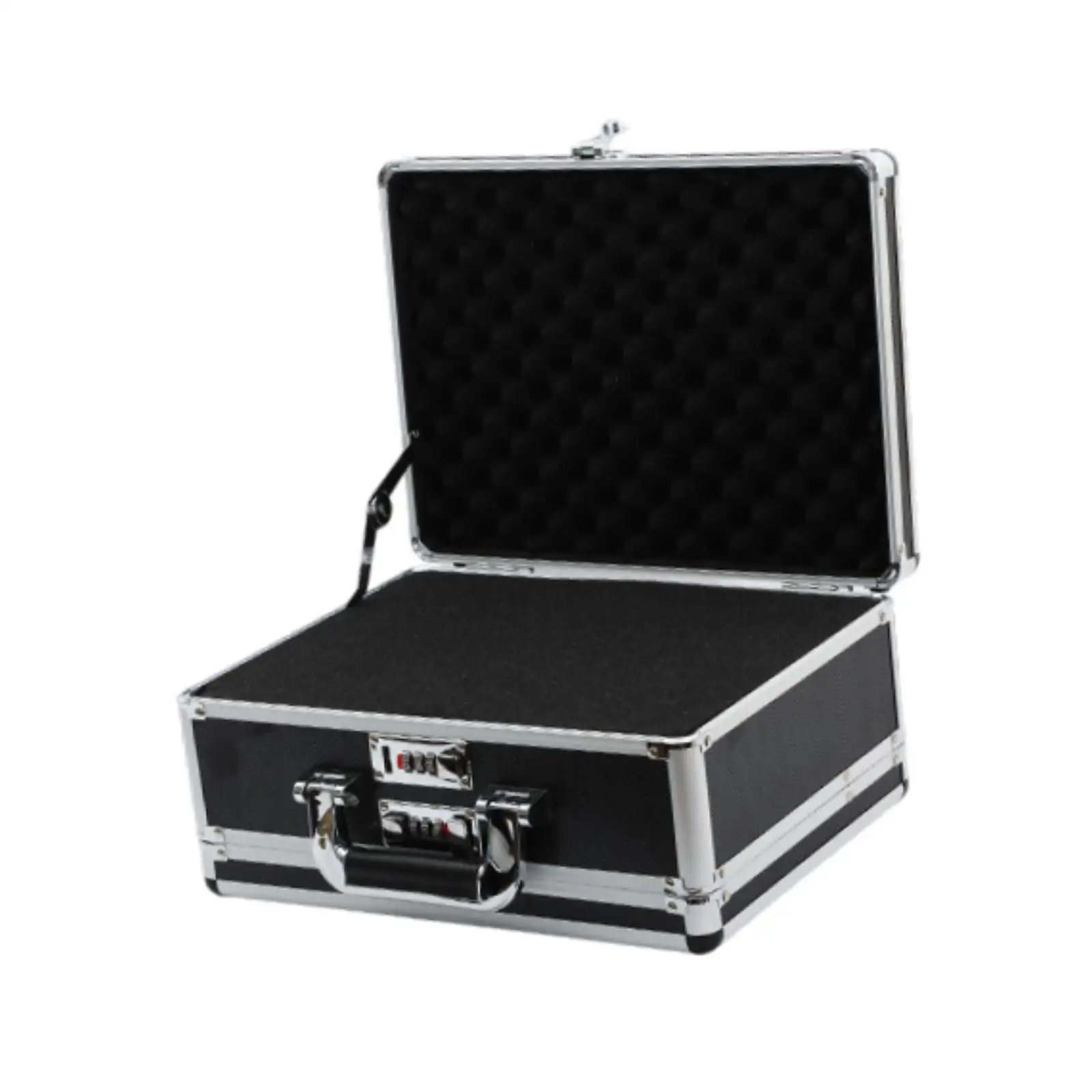 Aluminum Alloy Case Password Lock Box Small 30x23x15cm Multipurpose with Sponge Lining Lightweight Toolbox for Travel Office RV