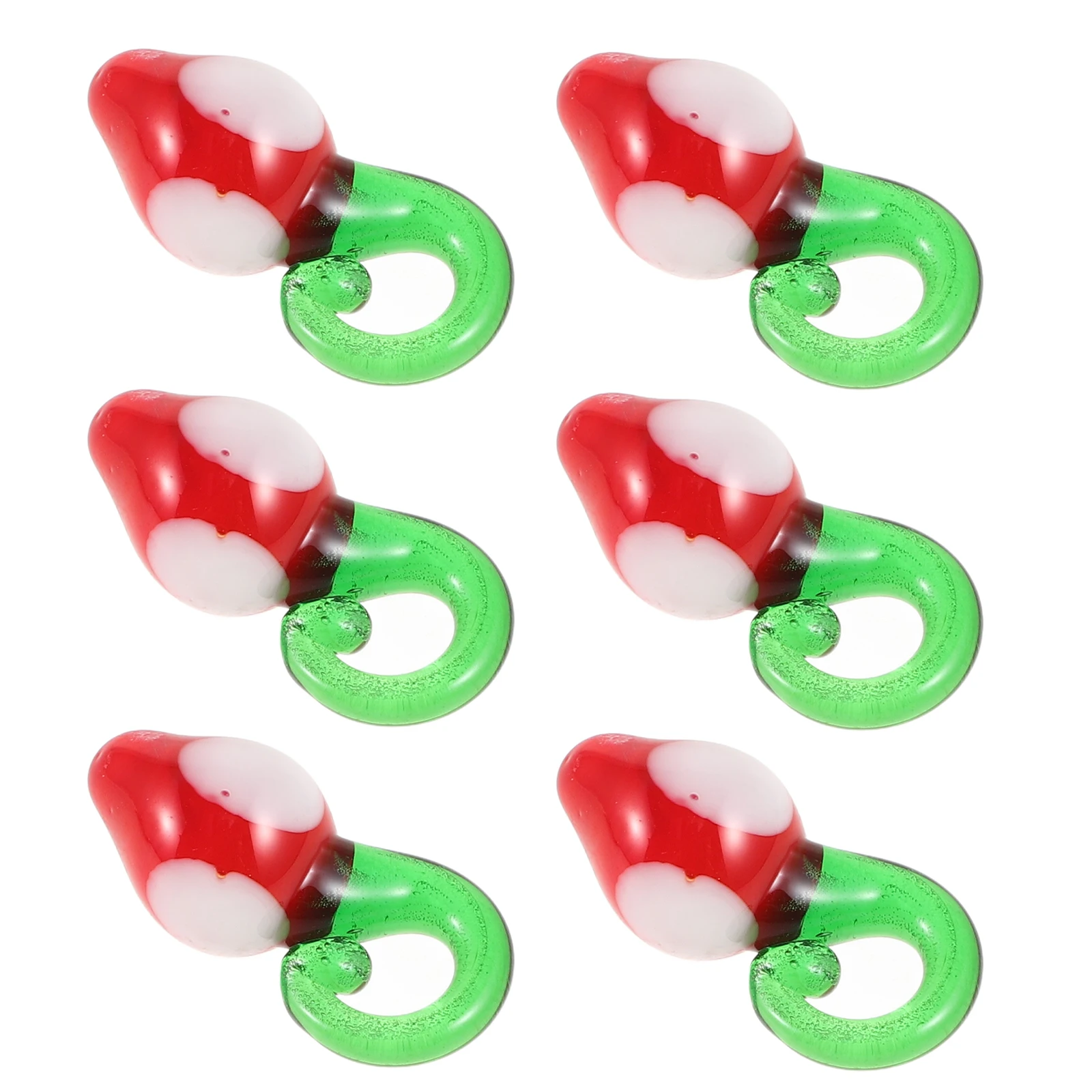 

6pcs Chili Pepper Pendant Charms Glass Jewelry Making Accessories Cute Decorative Beads for Keychains Phone Decor Durable Mini