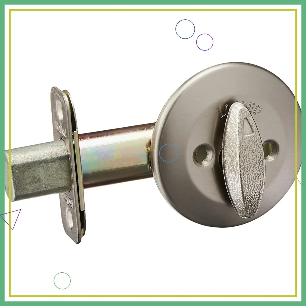 

Unkeyed Deadbolt Lock for Front Entry Door, Satin Nickel Interior Turn Piece, with Latch and Adapter, No Exterior Assembly