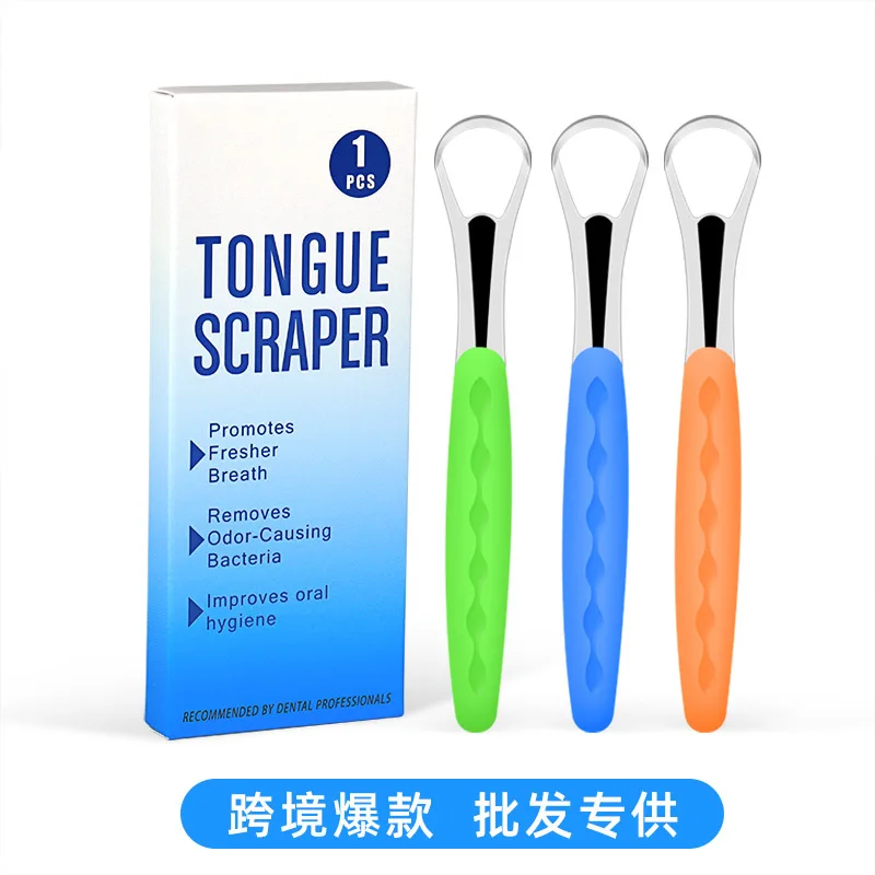 

Tongue coating cleaner, stainless steel tongue scraper,oral cleaning brush, and bad breath remover