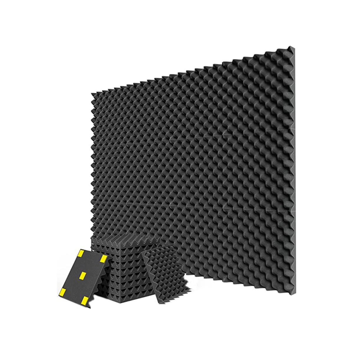 12 Pack Acoustic Foam Board 1 inX12 inX12in High Density Retardant Acoustic Foam, Quick Recovery Acoustic Board, Black