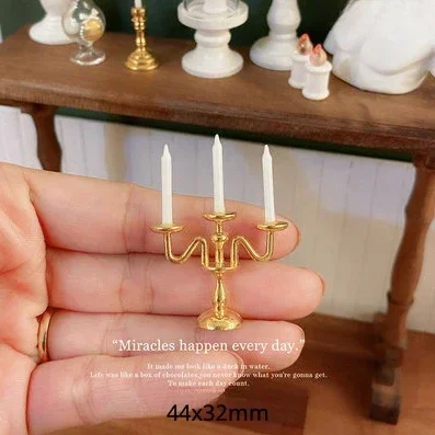 1:12 Doll House Miniature Globe Mini Chandelier Lamp Candle Mini Alarm Clock Telephone Computer Set Nordic Greek Plaster Statue