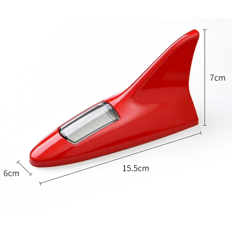 Solar Powered Car Shark Fin Antenna Roof Tail Light Strobe Warning Flashing Brake Lamp Auto Accessories Decoration Lights