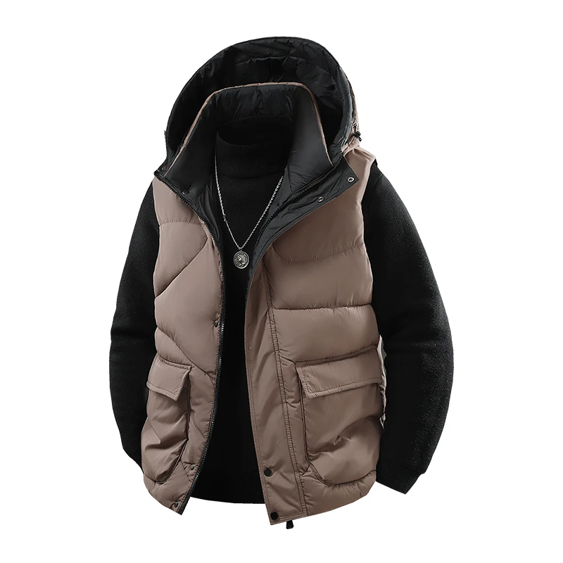 

Утепленный хлопковый жилет для подростков с воротником-стойкой, на молнии, ветрозащитный, водонепроницаемый, теплый, приталенный, из полиэстера