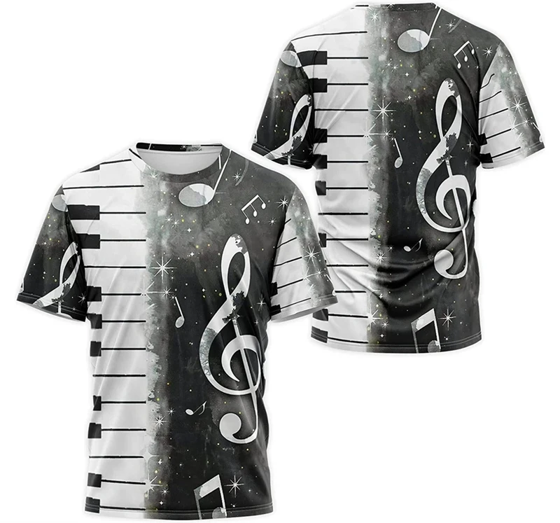 3D Printed Music Musical Instrument Graphic T Shirt Women Men Clothing Summer Fashion Short Sleeve T-shirt Y2k Kids Tees Tops