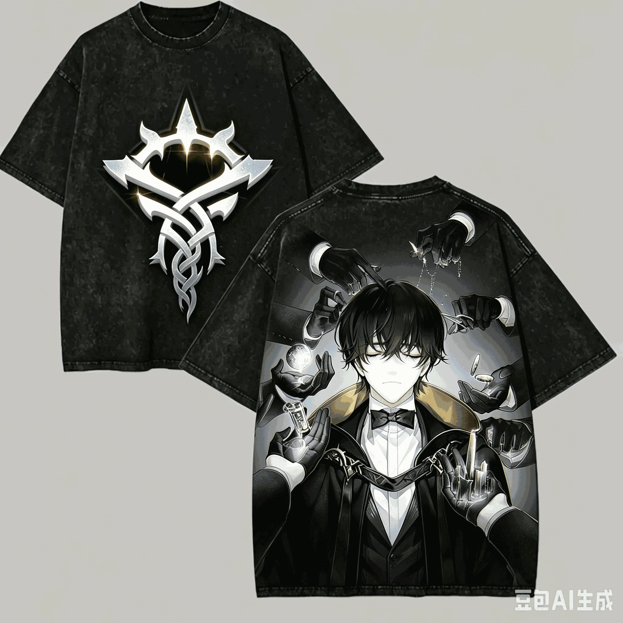 Lord of Mysteries Klein Moretti Washed T‑Shirt Unisex Vintage Distressed Short Sleeve Tee Dark Fantasy Graphic Streetwear Tops