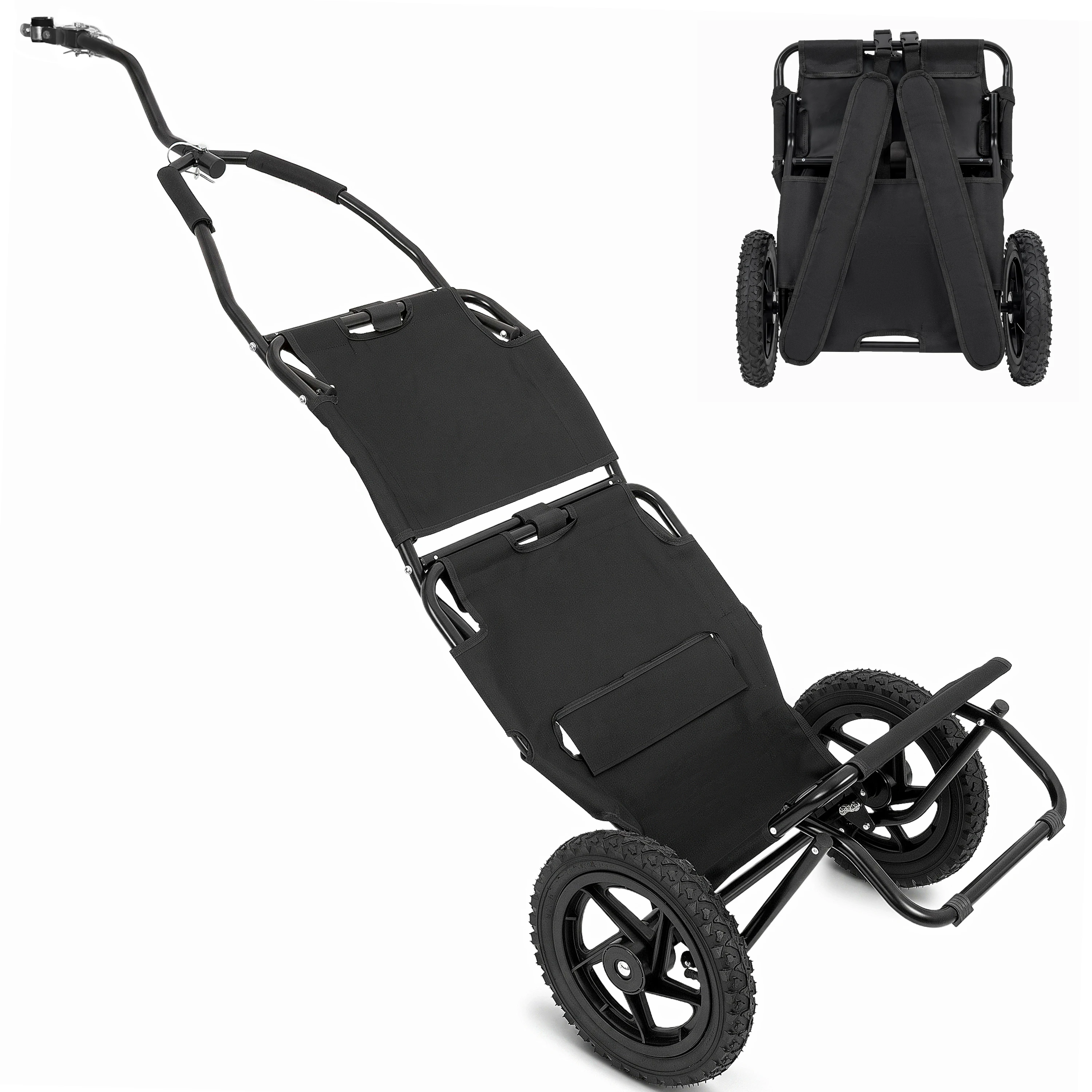 Folding Bike Cargo Trailer Bicycle Tow Cart 154 Lbs Capacity 12 Inch Wheels Compact Utility Carrier for Camping Fishing Travel