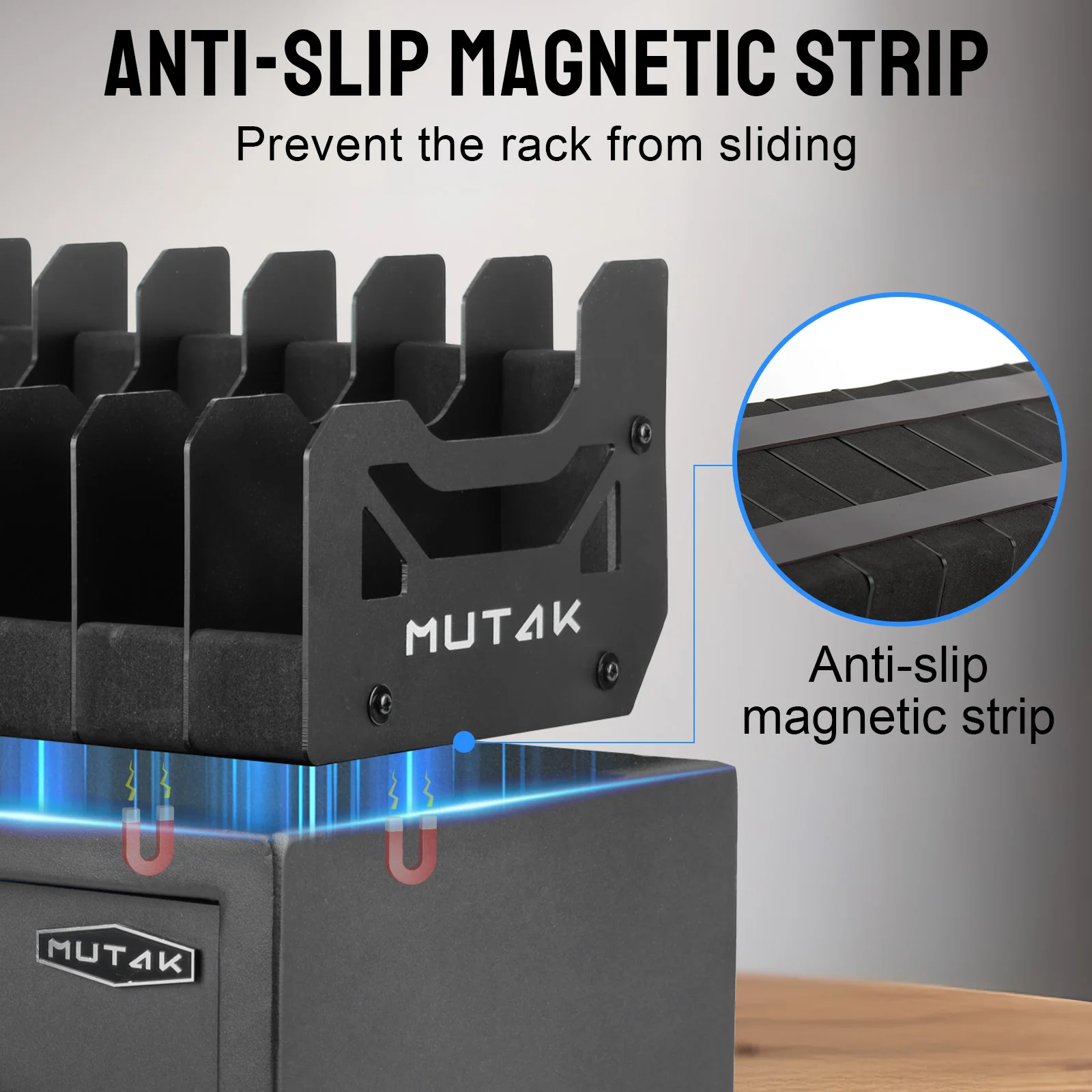 4/6/8 Slot Foam Pistol Rack for Gun Safe,Handgun Rack with Anti-slip Magnetic Strip,Firearm Revolver Storage Pistols Holder