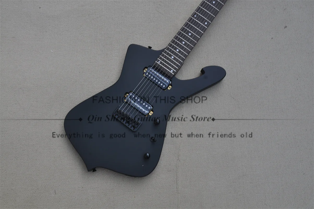 8 Strings Matte Black Electric Guitar Mahogany Body Maple Neck Fixed Bridge Ice M Guitar Black Tuners