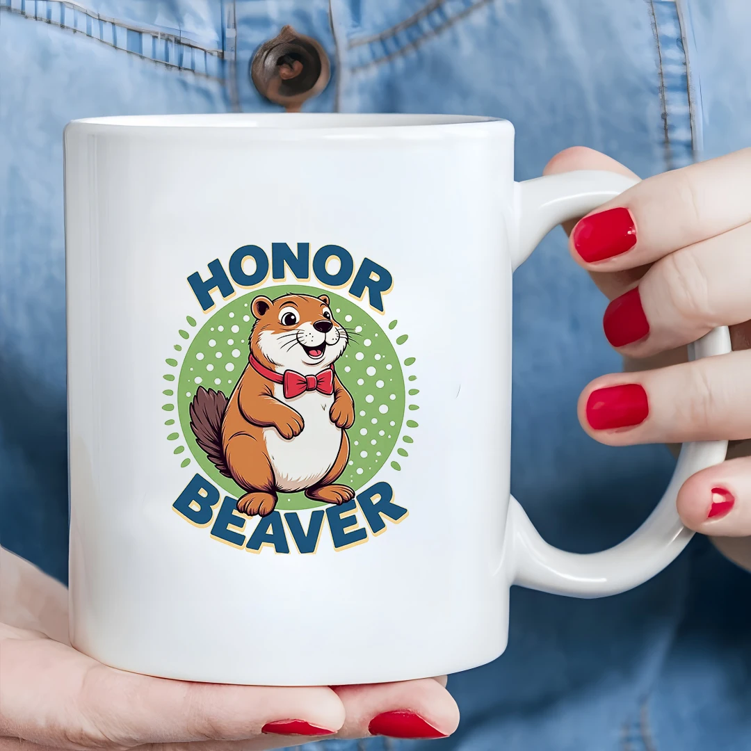 

Cartoon Beaver Tie Bowls 11OZ Kids Drink Cup Christmas Family Office Cup