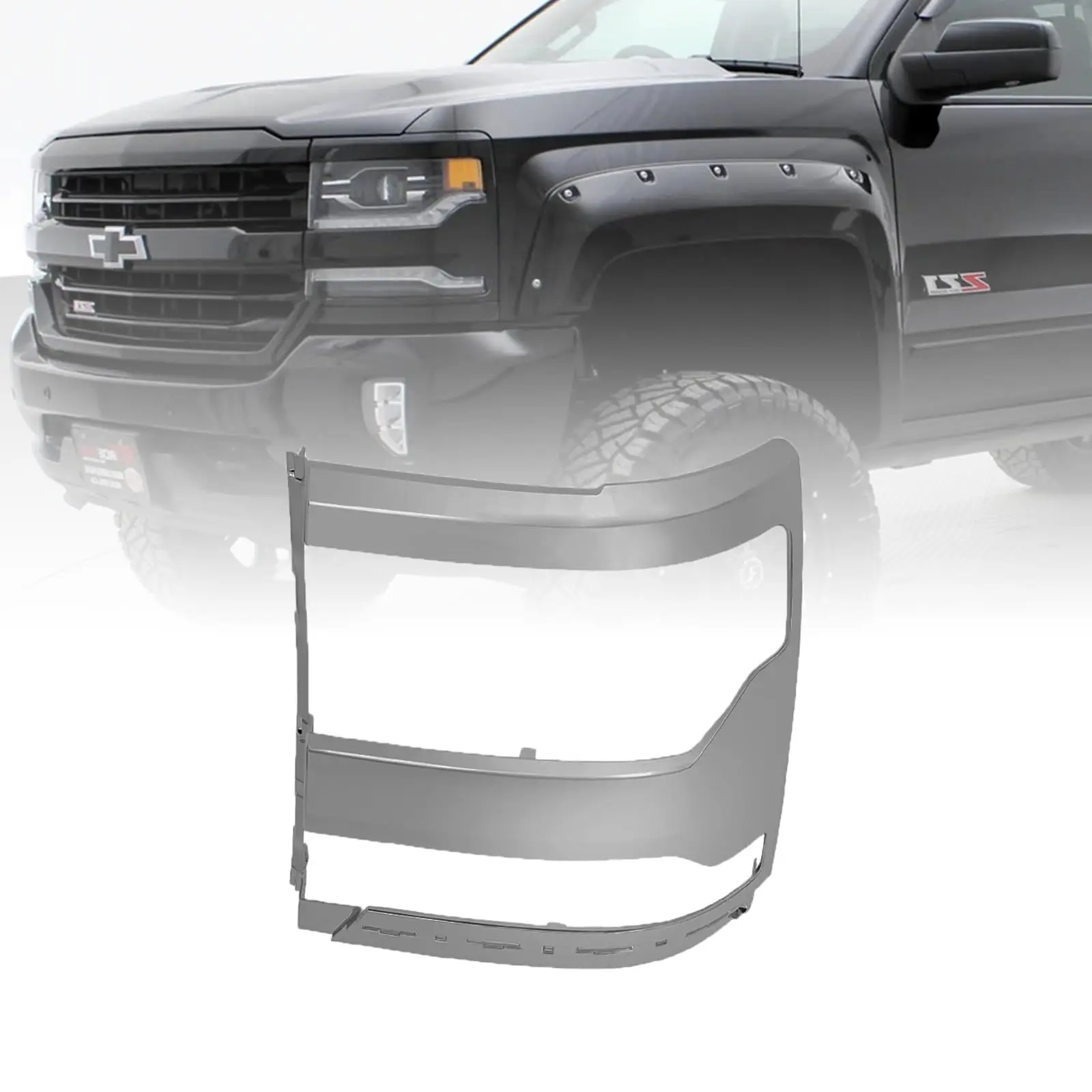 

Headlight Trim Bezel Cover Fits for 2016-2018 Chevy Silverado 1500, Direct Replacement, US Stock (Left Driver Side)