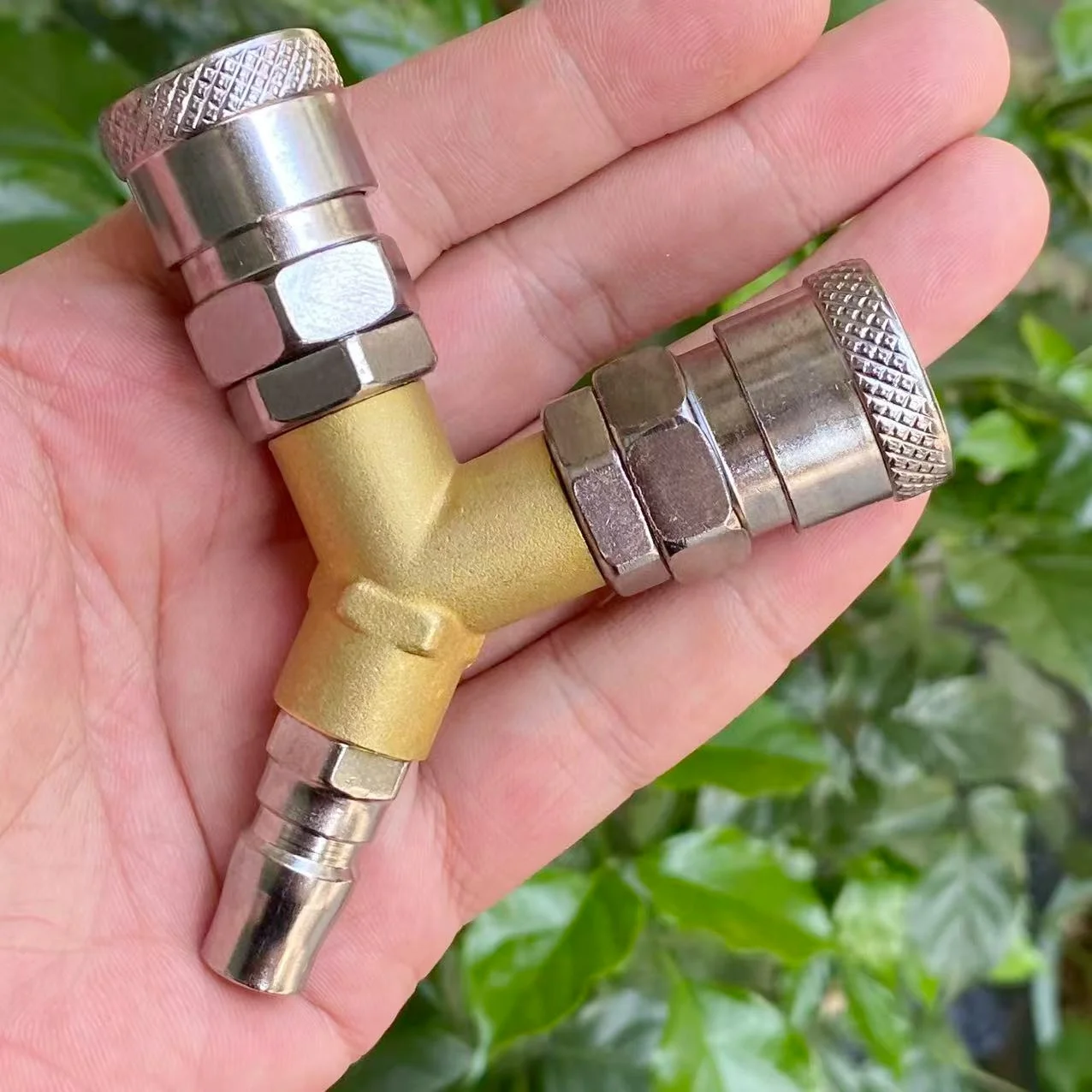 1 To 2 Ways C Type Air Hose Splitter Y Shape Pneumatic Manifold Distributor With Quick Connect Coupler Japan Type