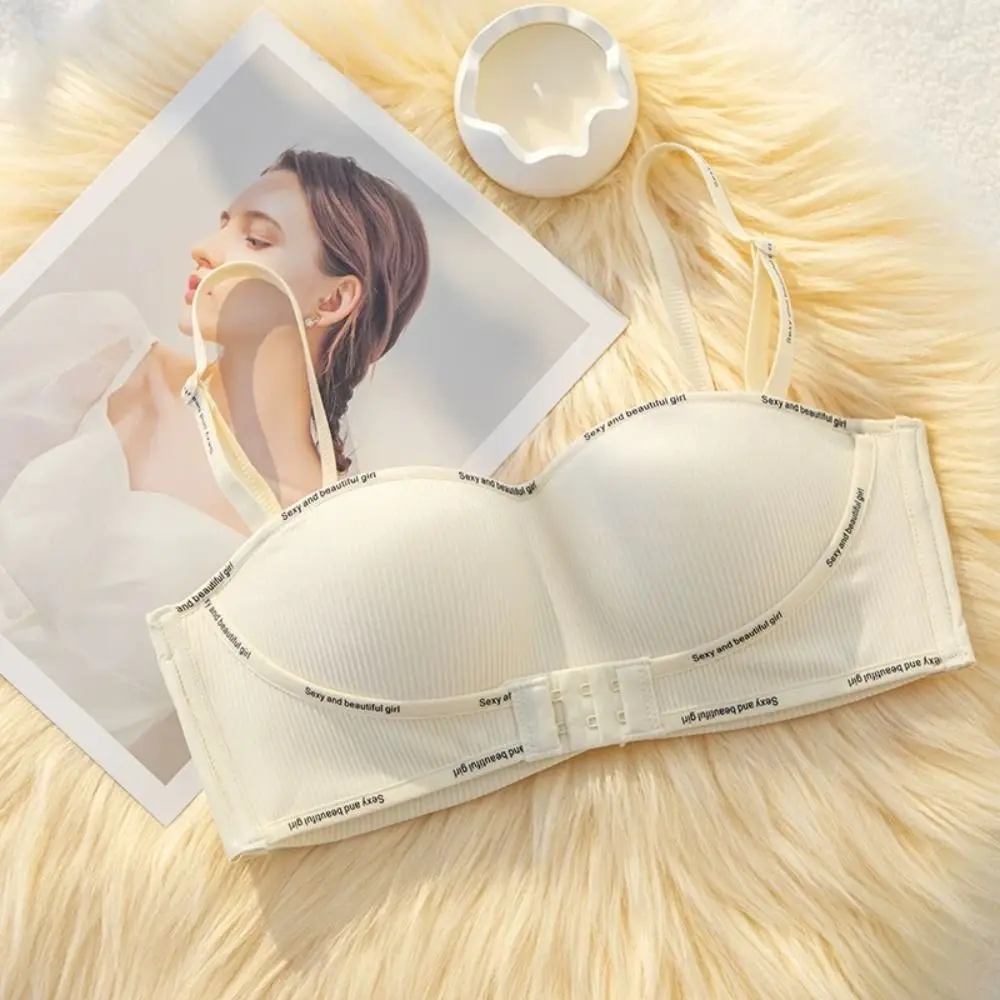 프론트 버튼 무선 딥 V 브라 여성을위한 밀착 문자 원활한 브래지어 처짐 방지 충격 방지 푸시 업 속옷 소녀