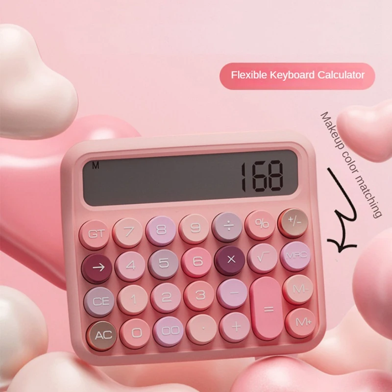 12 dígitos calculadora mecânica com 5 polegadas tela lcd, botões grandes, calculadora de mesa, bonito para escritório e uso doméstico