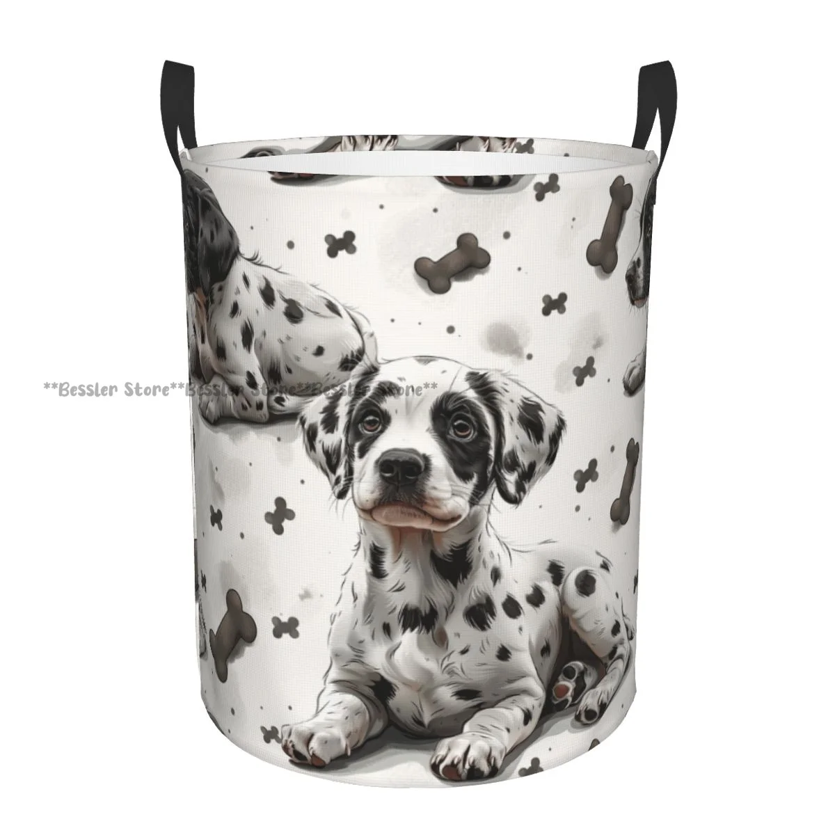 Dalmatian Puppy Dog Laundry Basket Folding Dirty Clothes Toys Storage Bucket Household