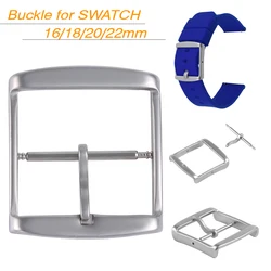 1pcs Metal Matte Silver Clasp for Swatch 16mm 18mm 20mm 22mm Silicone Leather Watchbands Stainless Steel Pin Buckle Strap Button