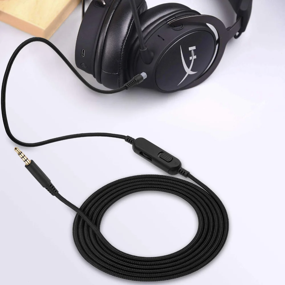 Braided Replacement Cable Extension Cord for Kinston HyperX Cloud Mix Alpha Gaming Headsets With Mute Function Volume Control