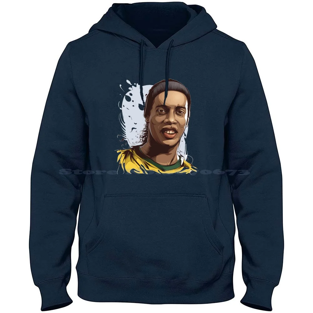 Illustration Ronaldinho Art 100% Cotton Hoodie T Shirt Ronaldinho