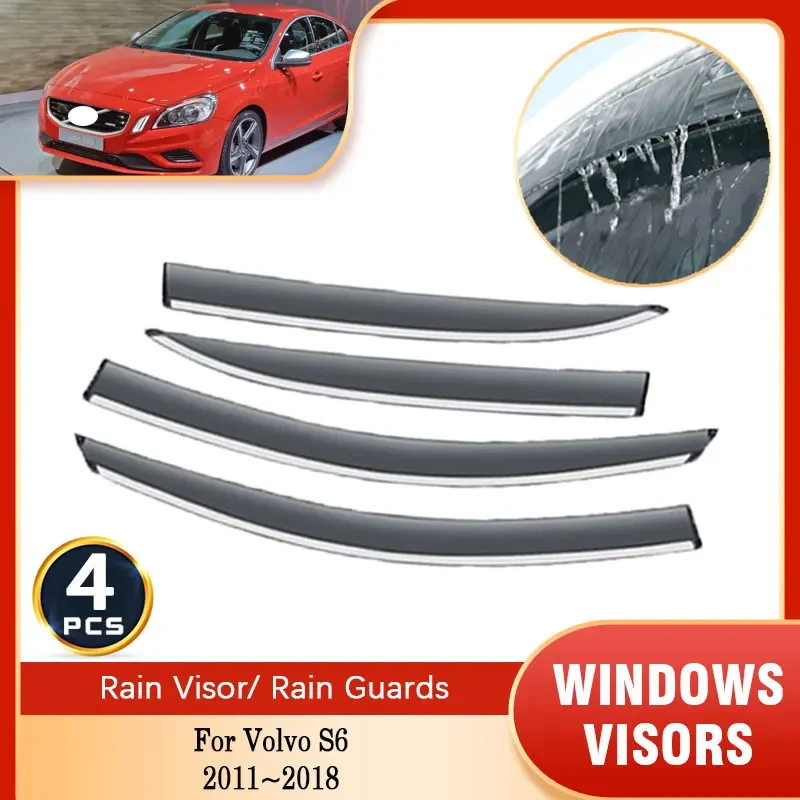 

For Volvo S60 S 60 2011 2012 2013 2014 2015 2016 2017 2018 Vent Visors Rain Eyebrow Smoke Guard Windows Shield Wind Deflectors