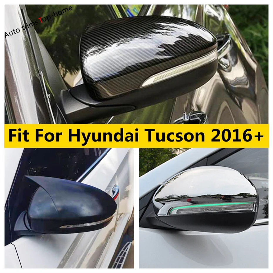 

2 Pcs Side Door Mirror Rearview Cover Trim For Hyundai Tucson 2016 - 2020 ABS Chrome / Carbon Fiber / Black Accessories Exterior