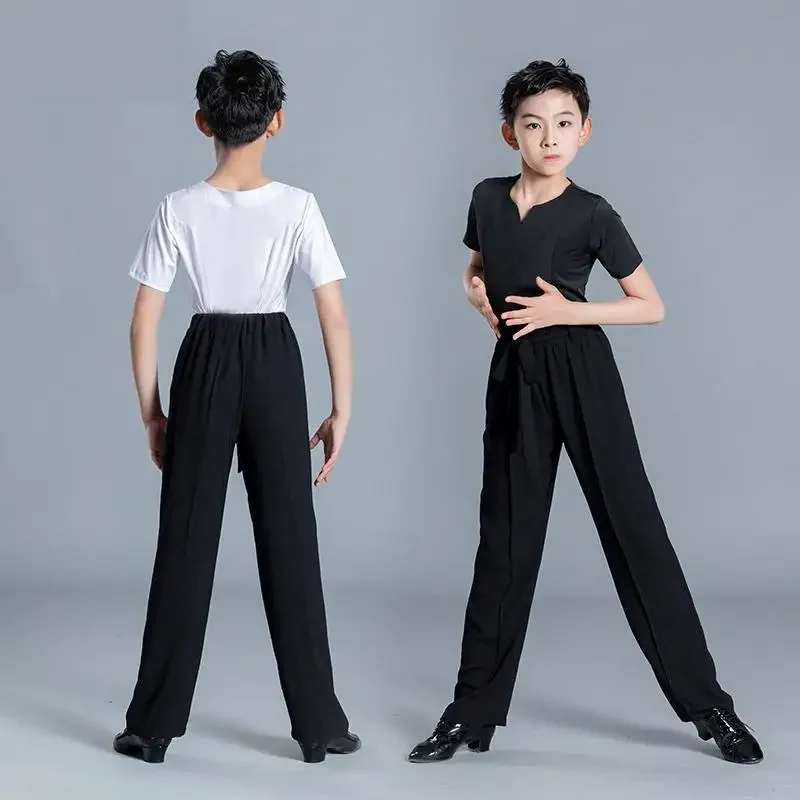 

Boys Summer New Children Latin Dance Dress Boys Practice Clothes Summer Latin Competition Performance Costumes Shirt Pants Suit