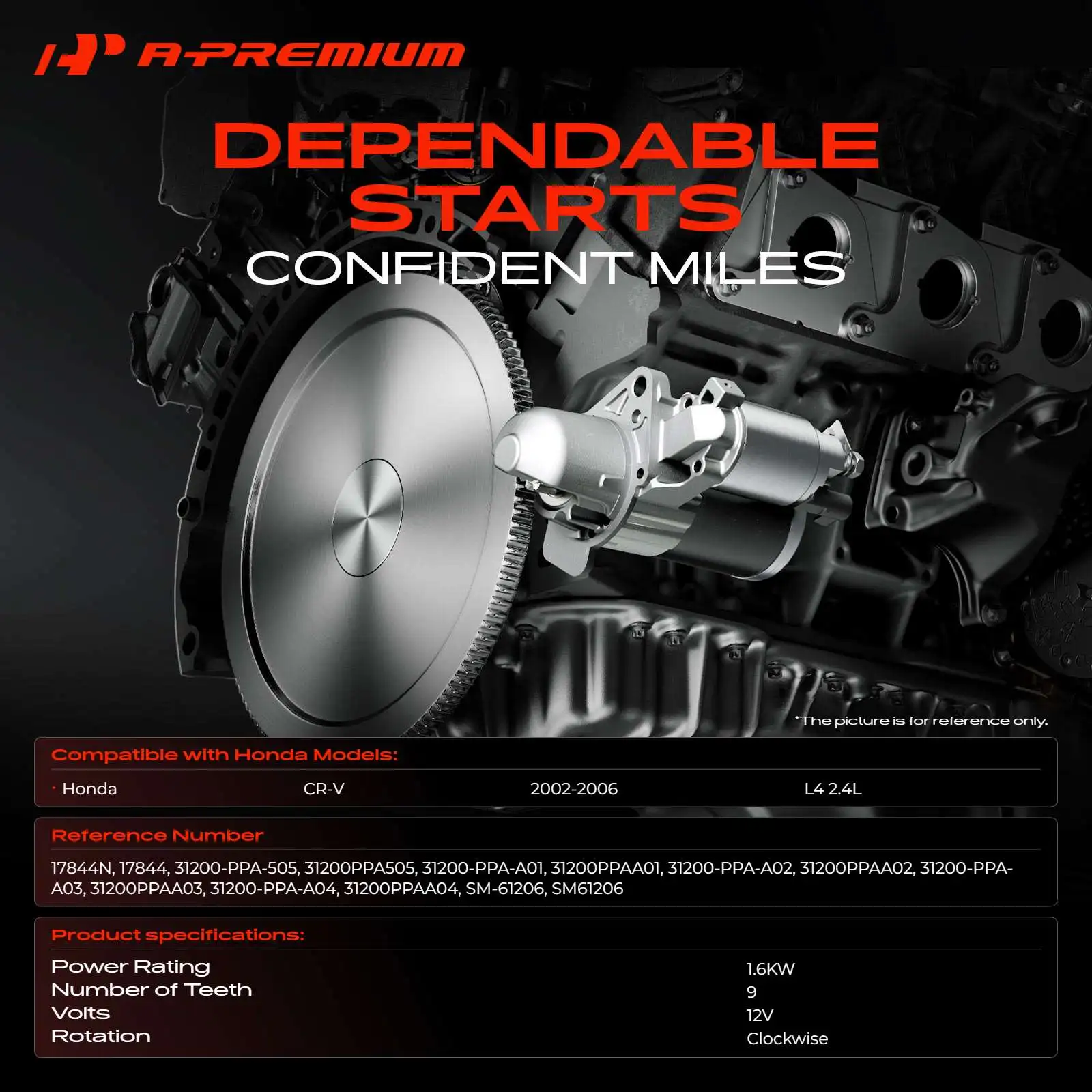 A-Premium Starter Motor for Honda CR-V 2002-2006