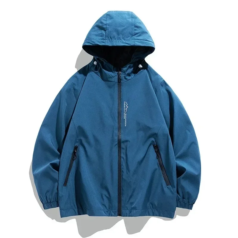

LIBIELIY Men's Jacket Windbreaker Hooded Jacket Waterproof Zipper Coats Hip Hop Personalized Dancer Large Size M-8XL Breathable