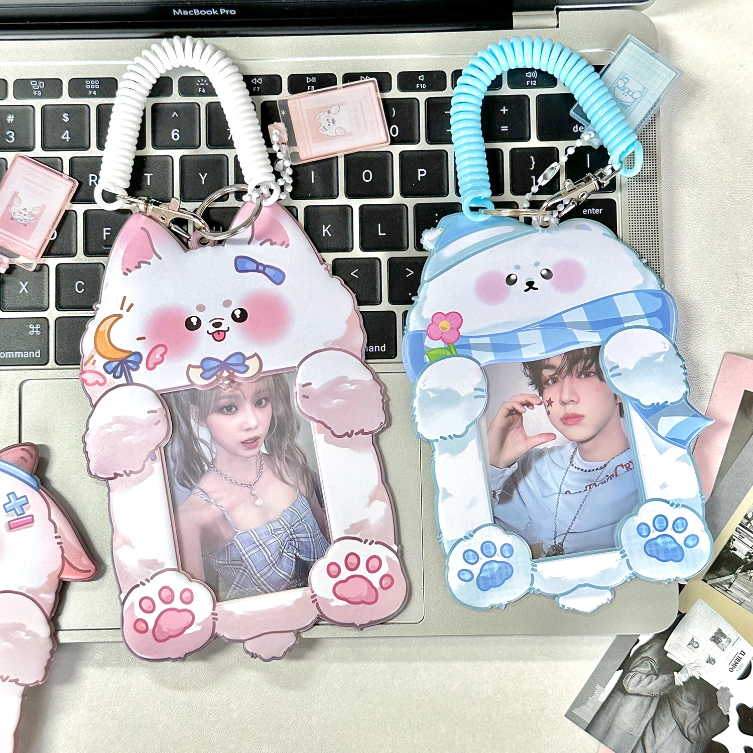 Kawaii Animal Collection 3 inch Kpop Photocard Holder Cute Tiger cat rabbit Photo Card Holder Bag Pendant School Stationery