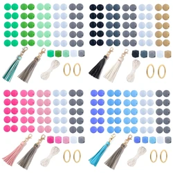 55Pcs 15/14mm Silicone Beads and Accessoy Kits for Keychain Making DIY Crafts N84E