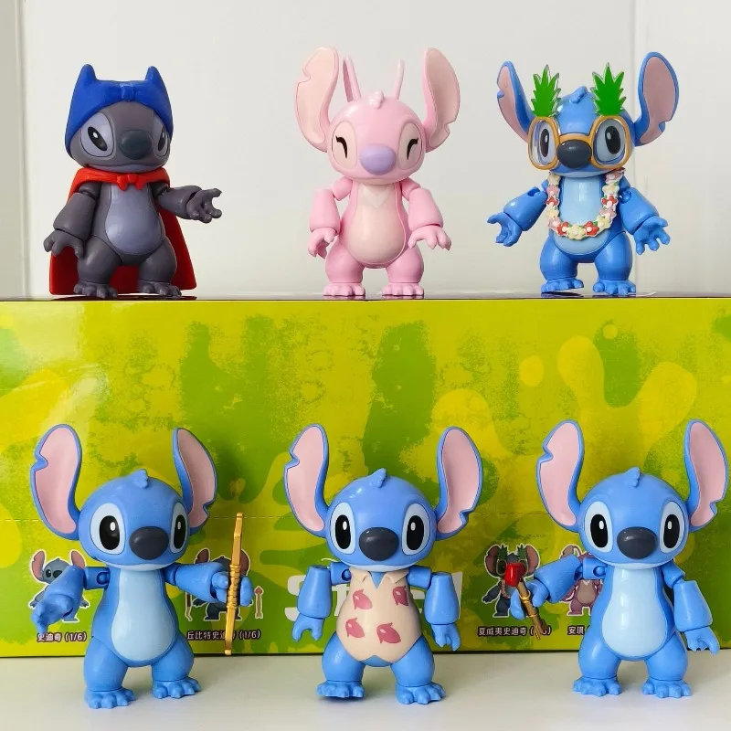 Miniso New Stitch Assembled Building Block Doll Ornament Movable Model Building Block Man Lilo & Stitch Desktop Ornament