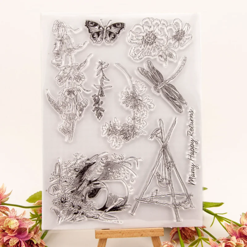 Flowers Finches Stamps Rubber Transparent Silicone Seal DIY Finished Chapter Scrapbook Journal Album Decoration Crafts Stencils