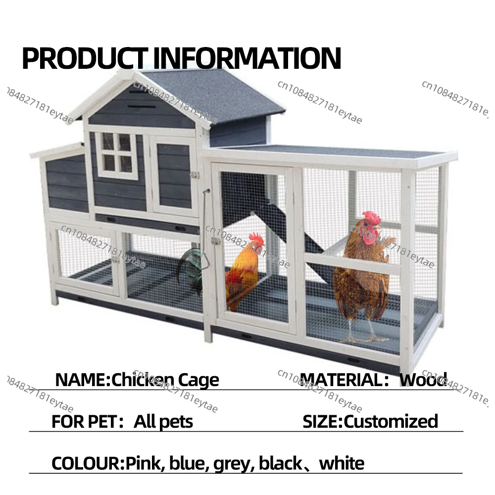Custom Luxury Wooden Outdoor Waterproof Large Rabbit Cage House Chicken Coop Wholesale