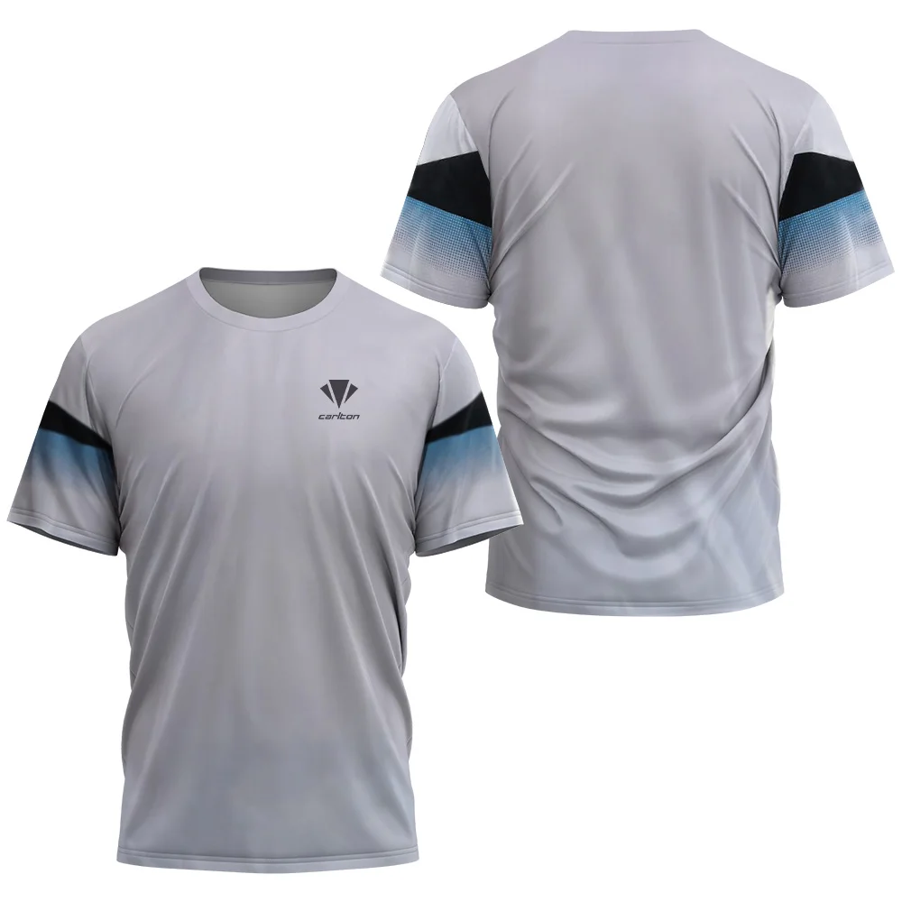 Men's CARLTON Badminton T-shirt Sleeve Shock Print Men's Summer Sports Table Tennis T-shirt Training Quick Drying T-shirt PRO