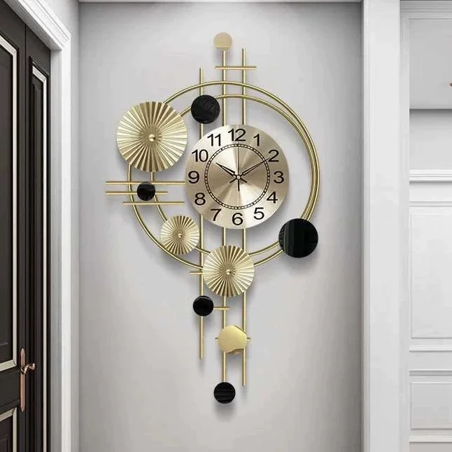 vivez-jusqu'a-l'ancienne-fois-decorer-le-mur-d'entree-du-salon-avec-des-horloges-murales-en-fer-forge